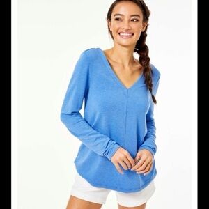 Lilly Pulitzer Luxletic Areli Pullover Heathered Bennett Blue SZ XS